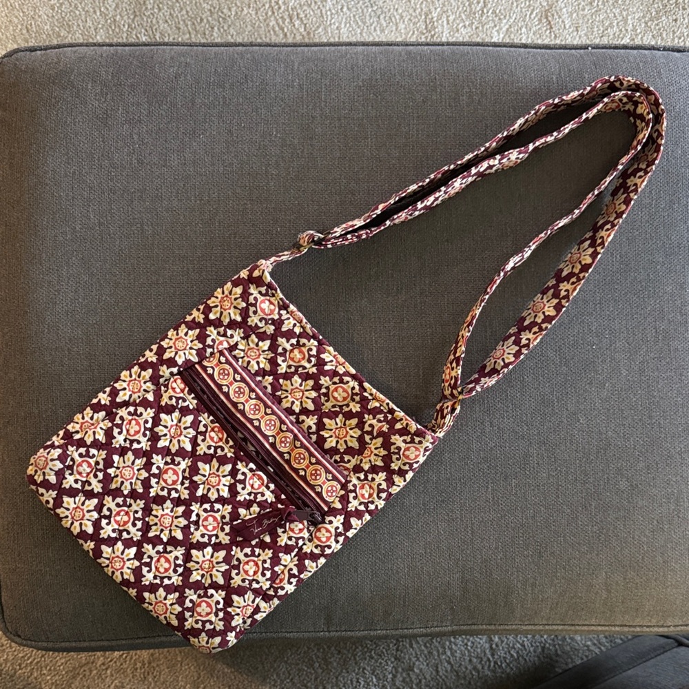 Vera Bradley Burgundy and Cream Crossbody Bag